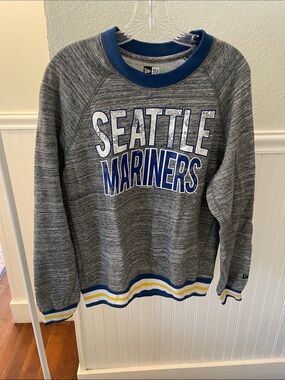 New Era Seattle Mariners Gray Crewneck with Blue and Yellow Trim